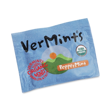 Vermints Organic Mints/Pastilles, Peppermint, 2 Mints/0.7 oz Individually Wrapped, 100PK VNT00992